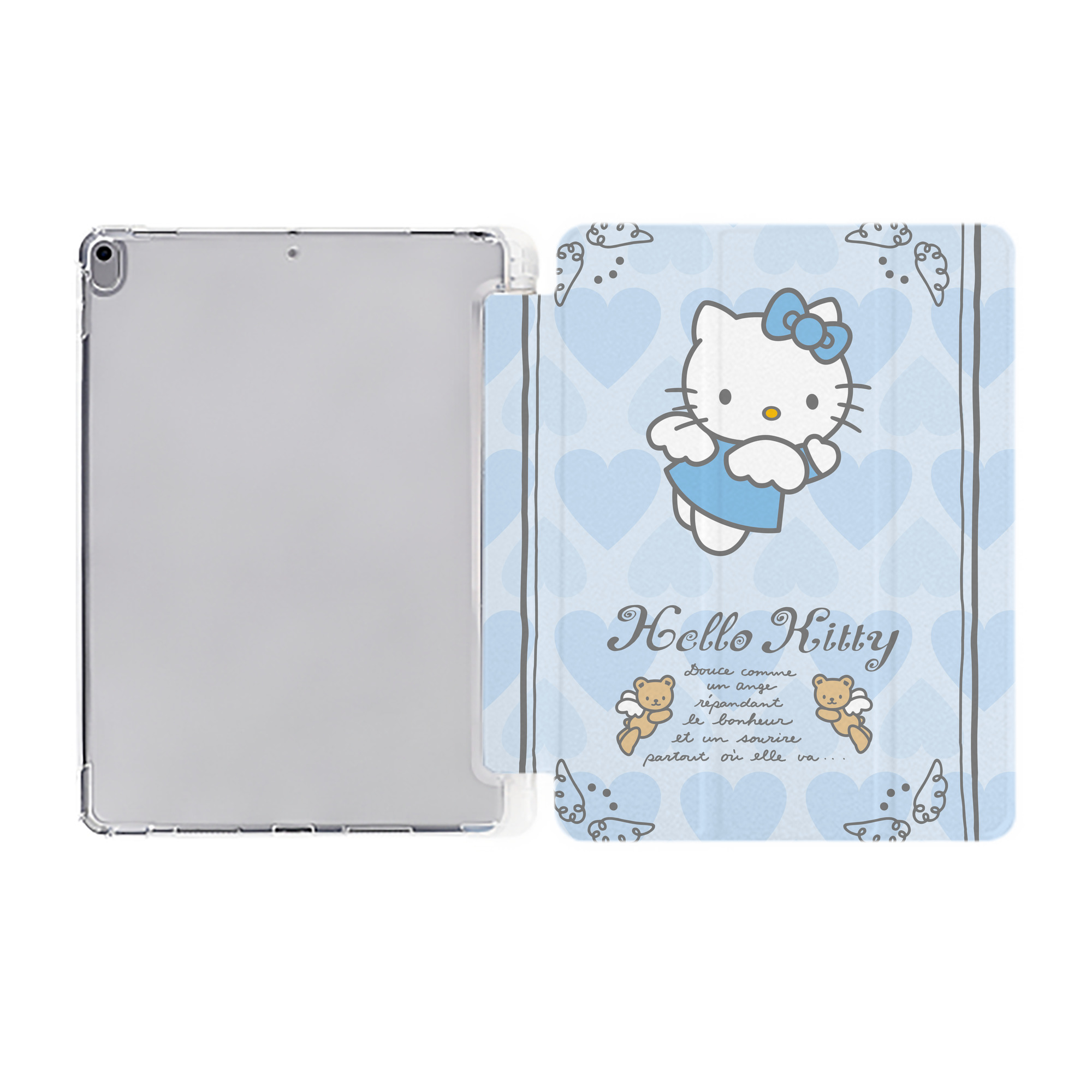 （画像用） Hello Kitty ハローキティ IPad ケース ペン収納付き 三つ折りスタンド PUレザー×シリコン 対応機種9.5/10.5/10.9インチ